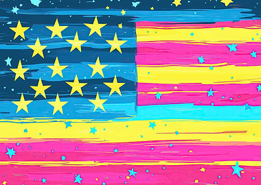 Abstract American Flag Patriotic Wall Art