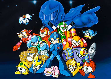Mega Man and Robot Masters Group Shot