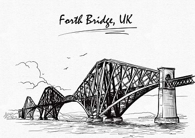 Forth Bridge, UK - Black and White