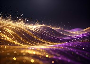 Abstract Gold and Purple Waves