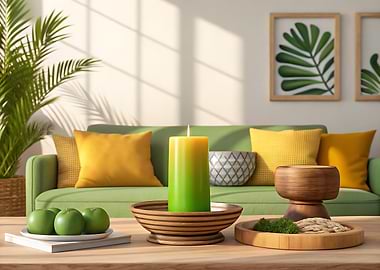 Cozy Interior with Green Accents