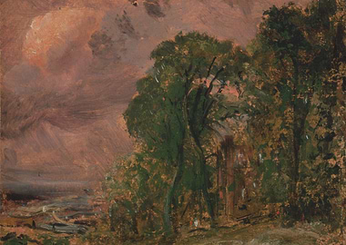 Landscape Painting with Trees and Sky