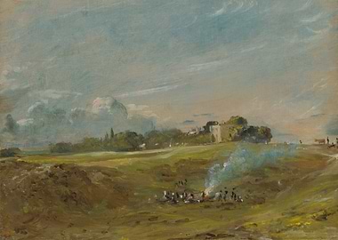 Landscape with Figures Around a Fire