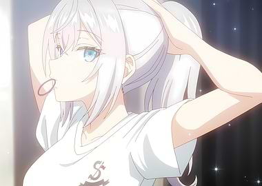 Beautiful Silver-Haired Anime Girl Wall Art – Elegant Japanese Manga Poster