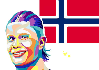 Erling Haaland Pop Art Norway Flag