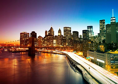 new york city skyline at night