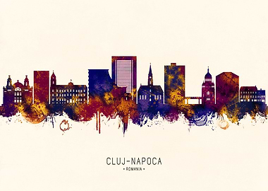 Cluj-Napoca, Romania Skyline Watercolor