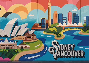 Sydney Vancouver Cityscape Mural Art