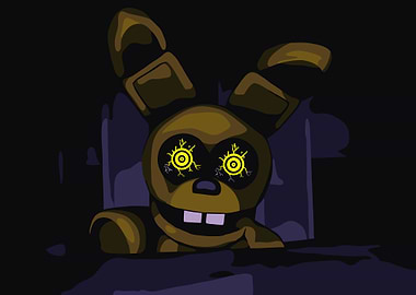 Creepy Cartoon Rabbit with Glowing Eyes