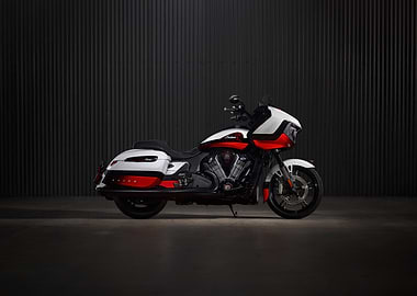 Red and White Motorcycle Studio Shot