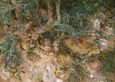 Impressionistic Landscape with Rocks and Foliage