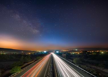night highway under starry sky