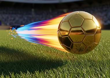 Golden Soccer Ball with Motion Trail