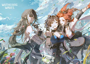 wuthering waves game characters illustration