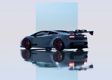 Sleek Blue Lamborghini with Red Rims