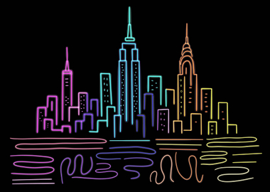 Neon New York City Skyline