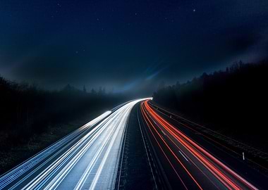 Night Highway Light Trails