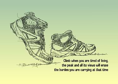 Motivational Hiking Shoes Sketch
