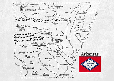 Hand Drawn Map of Arkansas