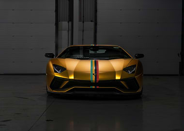 Gold Lamborghini Aventador Front View