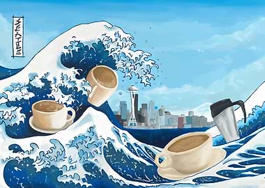 Seattle Coffee Wave Art