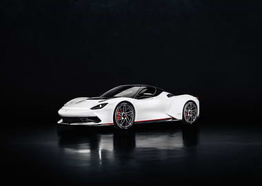 Sleek White Sports Car on Black