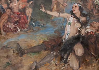 Historical Painting of Indigenous and Settlers