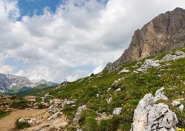 Mountain Landscape with Cloudy Sky