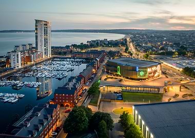 Swansea City at dusk