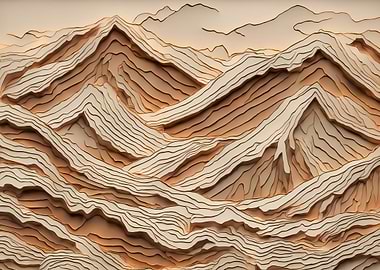 Abstract Mountain Range Topography Art