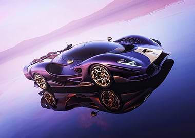 Purple and Gold Supercar Reflection