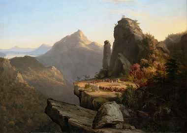 Mountain Landscape with Gathering, Painting