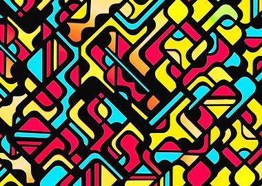 Abstract Geometric Pattern with Bold Colors