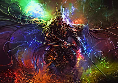 Armored Warrior with Swords Digital Art