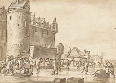 Winter Scene with Castle and Figures