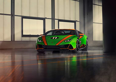 Green and Orange Lamborghini Huracan