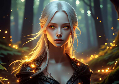 Mystical Golden Eyes in Forest