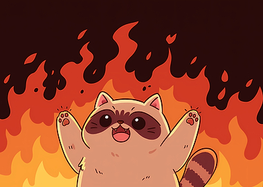 Raccoon in Flames