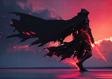 Dark Knight with Fiery Aura