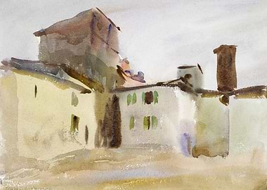 Watercolor Painting of European Buildings