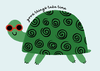 Cartoon Turtle with Sunglasses Illustration