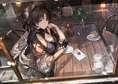 Girl Winter Cafe Scene
