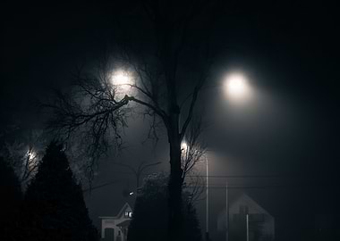 Foggy Night Street Scene