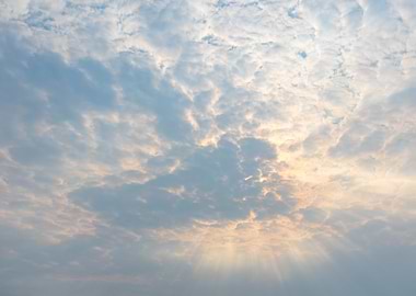 Sky with Clouds and Sun Rays