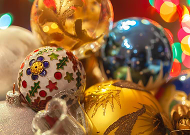Festive Christmas Ornaments Close-Up