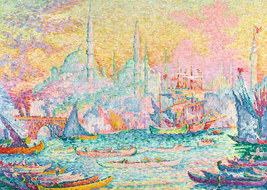 Istanbul Impressionist Seascape Painting, paul signac art