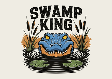 Swamp King Alligator Illustration