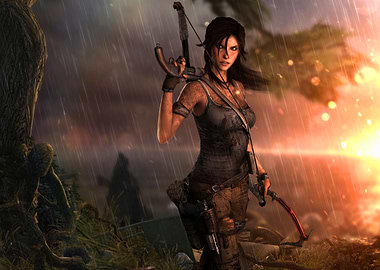 Lara Croft in the Rain