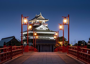 Japanese Castle at Night with Kiyosu castle