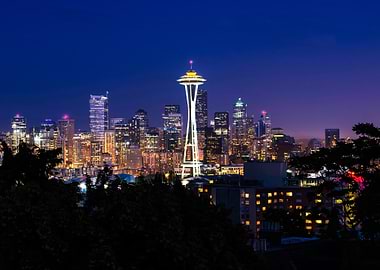 seattle skyline at night